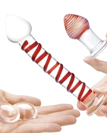 Gläs Mr. Swirly Set with Glass Kegel Balls and 3.25" Butt Plug (4 Piece Set)