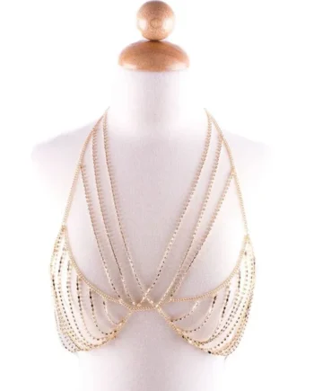 GOLD BRALETTE RHINESTONE BODY JEWELRY