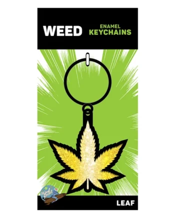 GOLD GLITTER LEAF KEYCHAIN (NET)