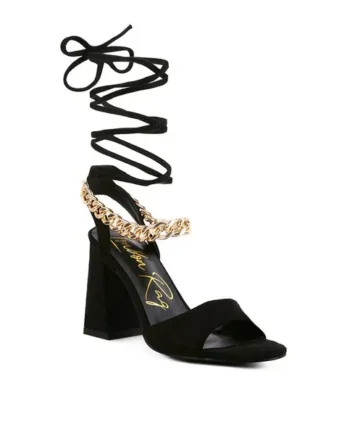 Gone Gurl Metal Chain Lace Up Sandals