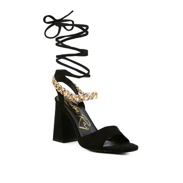 Gone Gurl Metal Chain Lace Up Sandals
