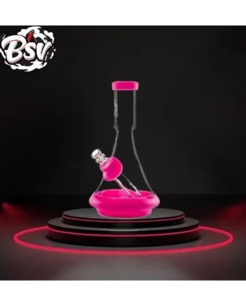 Grav Deco Beaker Water Pipe W/Silicone Accents Toxic Pink
