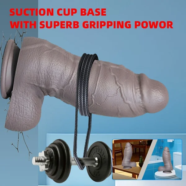 Gray Silicone Realistic Monster Dildo Plug with Suction Cup – G-Spot Stimulation Toy for Women