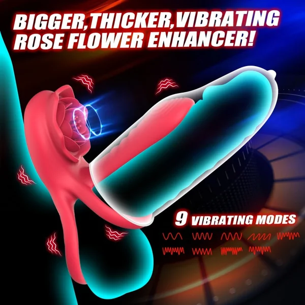 G-Spot Vibrating Silicone Cock Rings – Rose Clitoral Suction Masturbation Couple Sex Toys