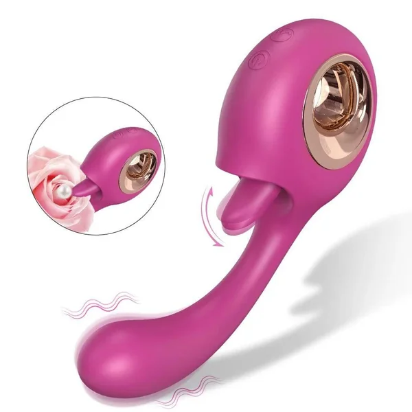 G-Spot Vibrator with Tongue Licking: 2-in-1 Clit & Oral Silicone Toy