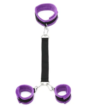 Handcuffs to Collar with Leash Adjustable Purple
