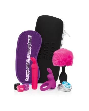 Happy Rabbit Couples Rechargeable Silicone Pleasure Kit (7 Piece) – Pink/Purple