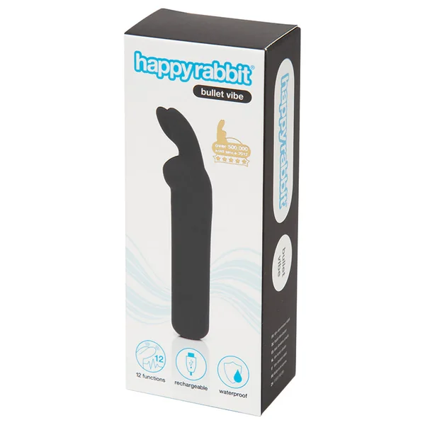 Happy Rabbit Rechargeable Rabbit Ears Bullet Vibrator - Black