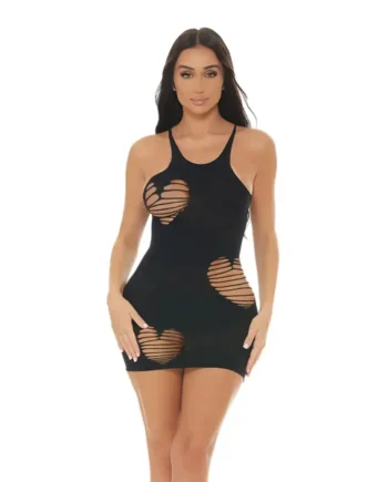 Heart Rate Bodystocking Dress – Black O/S
