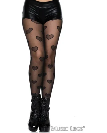 Heart Sheer Pantyhose by Music Legs