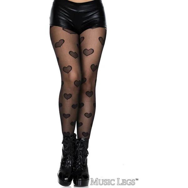 Heart Sheer Pantyhose by Music Legs