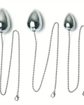 Heavy Duty Metal Teardrop Butt Plug With Chain Solid Anal Toy Couples