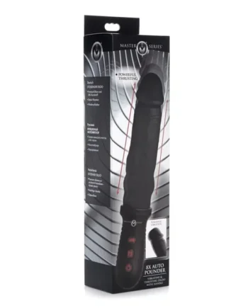 Hella Raw Master Series 8X Auto Pounder Vibrating & Thrusting Dildo w/Handle – Black