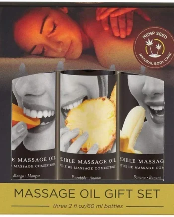 Hemp Seed Edible Massage Oil Gift Set Box Three 2 Oz Bottles