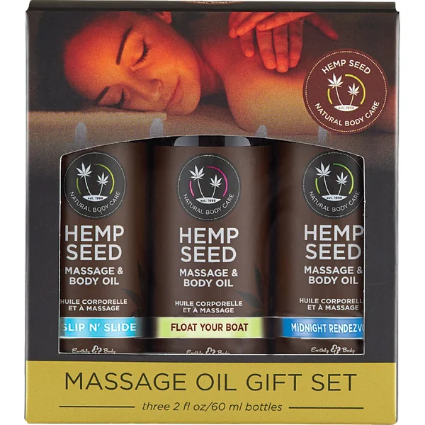 Hemp Seed Massage and Body Oil Gift Set - 3 Pack - 2 Fl. Oz. Bottles