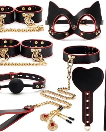 High quality BDSM Genuine Leather Bondage Set Fetish Handcuffs Collar Gag Whip Erotic Sex Toys For Women Couples Adult Games