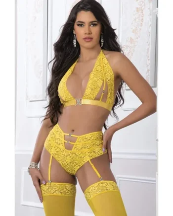 High Waist Lace Garter Set – Illuminating – One Size