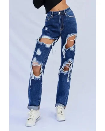High Waist Ripped Baggy Jeans
