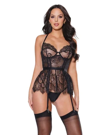 Holiday Soft Stretch Underwire Cup Peplum Bustier Black