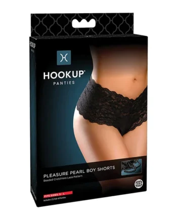 Hookup Panties Pleasure Pearl Boy Shorts Black