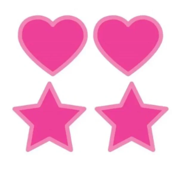 Hot Pink Glow-in-the-Dark Hearts & Stars Pasties