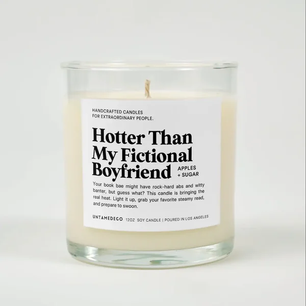 Hotter Than My Fictional Boyfriend Glass Candle
