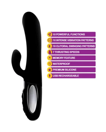 Hypnotic - Black - Thrusting Rabbit With Swinging Clitoral Stimulator