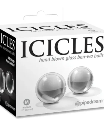 Icicles No. 42 Hand Blown Glass Ben-Wa Balls - Clear Medium 1.2"