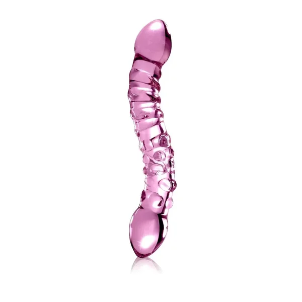 Icicles No. 55 Double-Sided Textured Glass Dildo 9in – Pink
