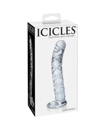 Icicles No. 60 Curved Ribbed 6.5 in. Glass Dildo Clear