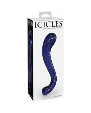 Icicles No. 70 Curved Dual-Ended Glass Dildo Blue