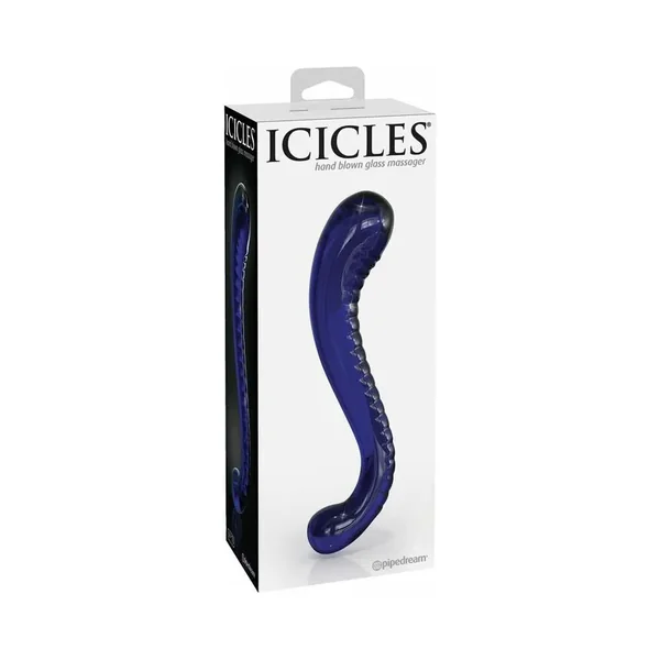 Icicles No. 70 Curved Dual-Ended Glass Dildo Blue