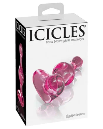 Icicles No. 75 Hand Blown Glass Massager Heart Shaped Plug - Pink