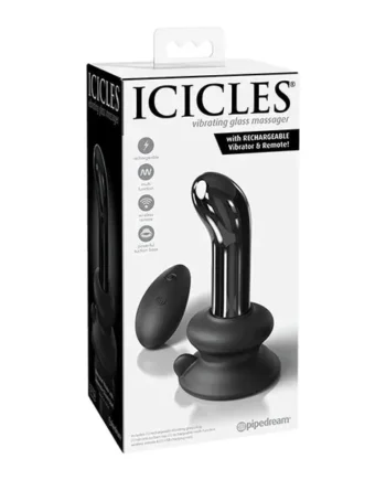 Icicles No. 84 Hand Blown Glass Vibrating Butt Plug W/remote – Black