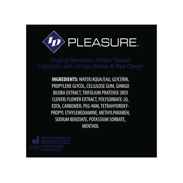 ID Pleasure Waterbased Tingling Lubricant – 8.5 oz Flip Cap Bottle
