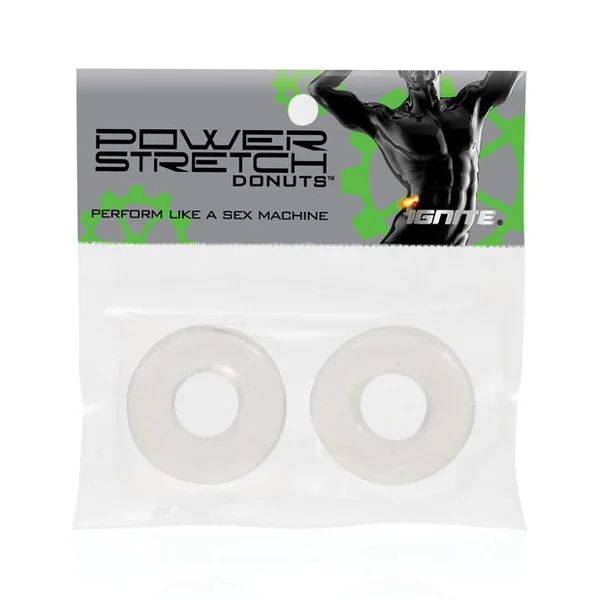 Ignite Power Stretch Donut Cock Ring - Clear Pack Of 2