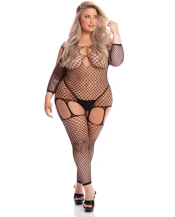 In My Head Net Bodystocking - Queen Size - Black