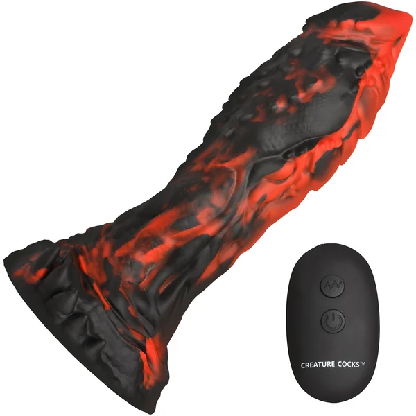 Inferno Cock 7.8" Vibrating Silicone Suction Cup Dildo With Remote By Creature Cocks