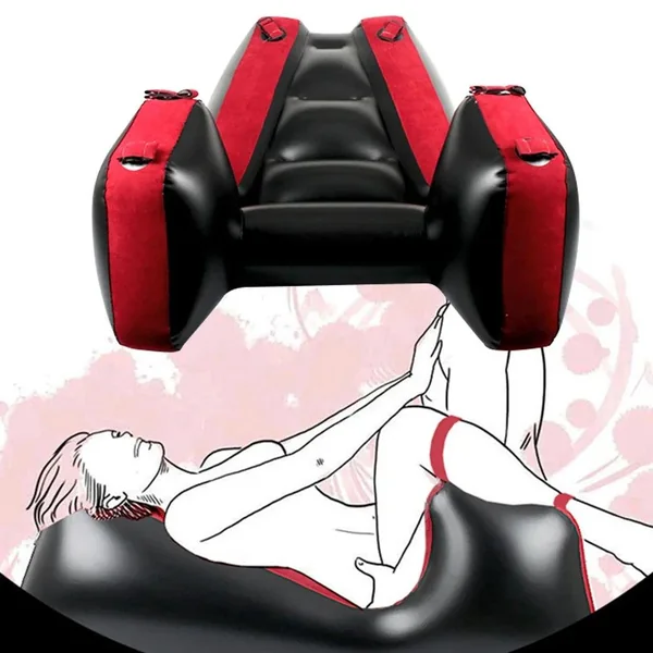 Inflatable Split-Leg Sex Sofa – Flocking PVC Chair with Straps for Couples