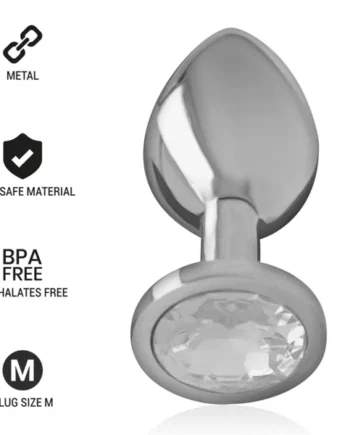 INTENSE - ALUMINUM METAL ANAL PLUG WITH SILVER CRYSTAL SIZE M