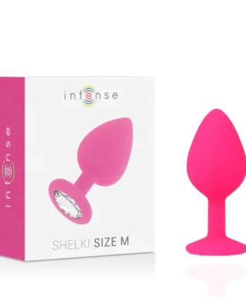 Intense shelki size M plug anal fuchsia anal silicone beads prostate massager sex toys