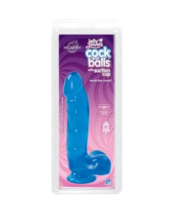 Jelly Jewels - Cock and Balls With Suction Cup - Blue