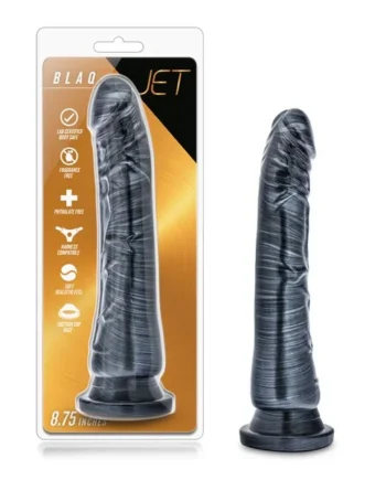 JET BLAQ CARBON METALLIC BLACK DILDO