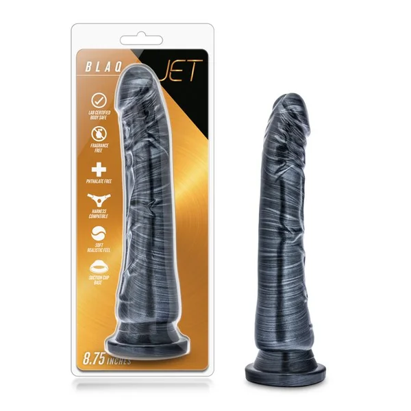 JET BLAQ CARBON METALLIC BLACK DILDO