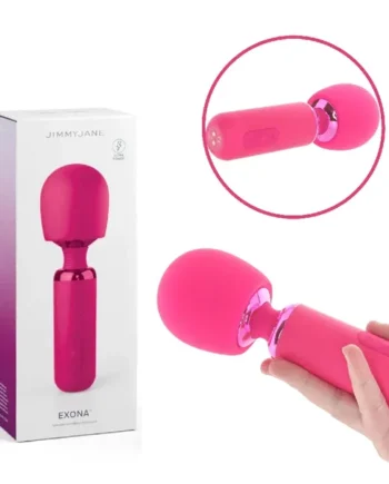 JimmyJane Exona Body Silicone Vibrating Massager Discreet Mini Wand Vibrator – Pink