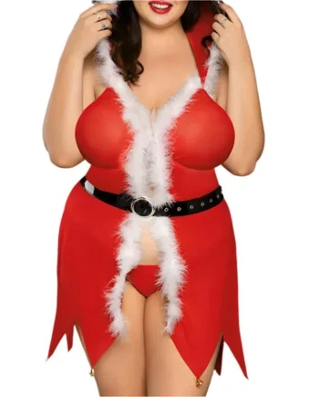 JSY 3-Piece Hooded Christmas Dress Costume Set - Curvy