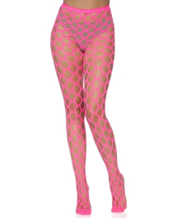 Jumbo Pothole Net Tights - Neon Pink- One Size