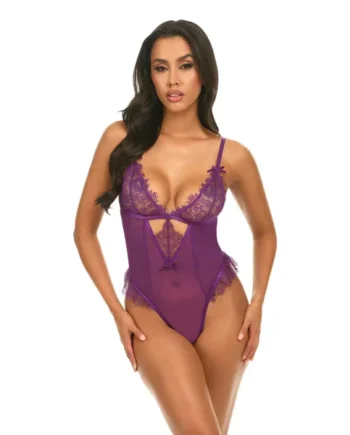 Katana Mesh & Lace Teddy – Purple L/XL