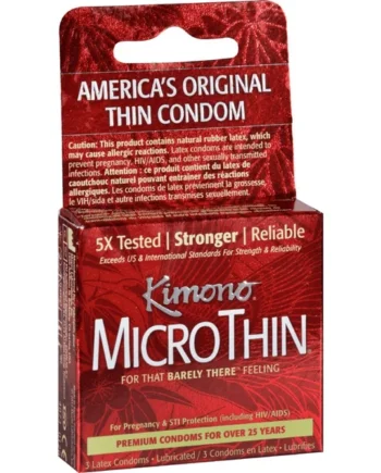 Kimono Microthin Ribbed Plus Sensi-Dots - 3 Pack