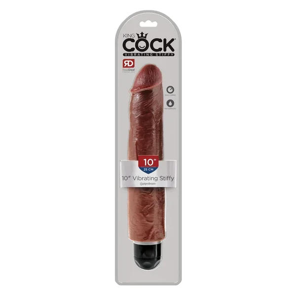 King Cock 10″ Vibrating Stiffy – Brown